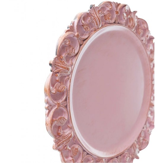 Sousplat 35cm Arabesco Em Plástico Rosa